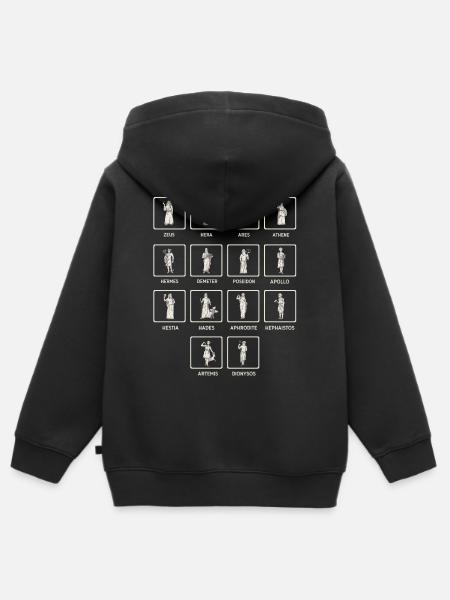 Mitologia greca, mito greco Dei - Felpa Premium con cappuccio con zip bambino bio - nero