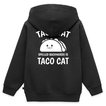 Taco Cat Backward is Taco Cat - Kids Premium Organic Zip-up Hoodie - black - Back - AI Model Kid Male (0cm)