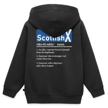 Schottisch, Schottisches Erbe, Schottland - Kinder Premium Organic Zip Hoodie - Schwarz - Hinten - AI Model Kid Male (0cm)
