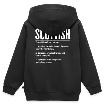 Schottisch, Schottisches Erbe, Schottland - Kinder Premium Organic Zip Hoodie - Schwarz - Hinten - AI Model Kid Male (0cm)