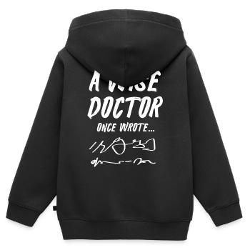 Weiser Arzt, Dr. Unleserliche Notizen - Kinder Premium Organic Zip Hoodie - Schwarz - Hinten - AI Model Kid Male (0cm)