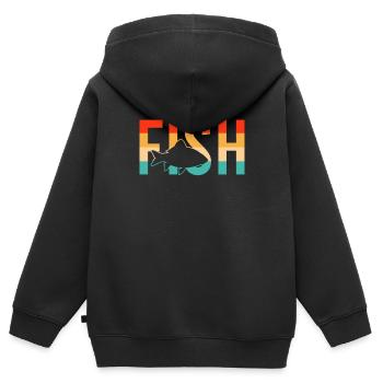 Poisson poisson - Sweat Premium à capuche zippé enfant bio - noir - Dos - AI Model Kid Male (0cm)