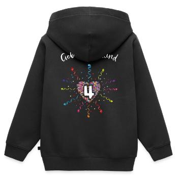 Geburtstagskind 4 Vierter Geburtstag - Kinder Premium Organic Zip Hoodie - Schwarz - Hinten - AI Model Kid Male (0cm)