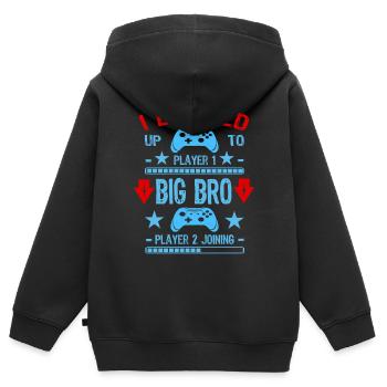 I leVeled Up To BiG brOther Gamer Brothers - Kinder Premium Organic Zip Hoodie - Schwarz - Hinten - AI Model Kid Male (0cm)