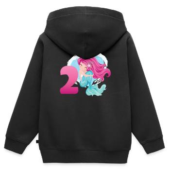 Sirène 2 ans À l’anniversaire de la sirène - Sweat Premium à capuche zippé enfant bio - noir - Dos - AI Model Kid Male (0cm)