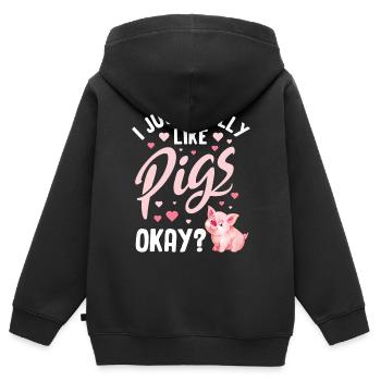 Schwein - Kinder Premium Organic Zip Hoodie - Schwarz - Hinten - AI Model Kid Male (0cm)