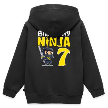 Birthday Ninja Für kleine Ninjas zum 7. Geburtstag - Kinder Premium Organic Zip Hoodie - Schwarz - Hinten - AI Model Kid Male (0cm)