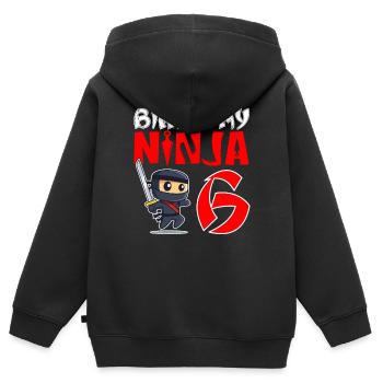 Birthday Ninja Für kleine Ninjas zum 6. Geburtstag - Kinder Premium Organic Zip Hoodie - Schwarz - Hinten - AI Model Kid Male (0cm)