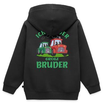Geschwister Design Traktor Bin Der Große Bruder - Kinder Premium Organic Zip Hoodie - Schwarz - Hinten - AI Model Kid Male (0cm)