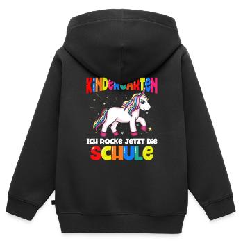 Einhorn Schulbeginn Schulanfänger Schulkind - Kinder Premium Organic Zip Hoodie - Schwarz - Hinten - AI Model Kid Male (0cm)
