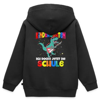 Dinosaurier Schulbeginn Schulanfänger Schulkind - Kinder Premium Organic Zip Hoodie - Schwarz - Hinten - AI Model Kid Male (0cm)