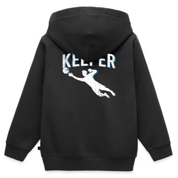 Gardien de but - Sweat Premium à capuche zippé enfant bio - noir - Dos - AI Model Kid Male (0cm)