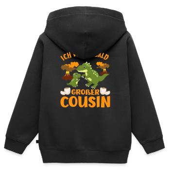 Großer Cousin Ich werde bald großer Cousin Dino - Kinder Premium Organic Zip Hoodie - Schwarz - Hinten - AI Model Kid Male (0cm)