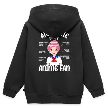 Anatomy of an Anime Fan - Anime - Kids Premium Organic Zip-up Hoodie - black - Back - AI Model Kid Male (0cm)