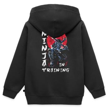 Ninja - Sweat Premium à capuche zippé enfant bio - noir - Dos - AI Model Kid Male (0cm)