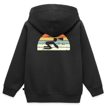 Rétro Spéléologie Coucher de Soleil Vintage Caver Sunrise - Sweat Premium à capuche zippé enfant bio - noir - Dos - AI Model Kid Male (0cm)
