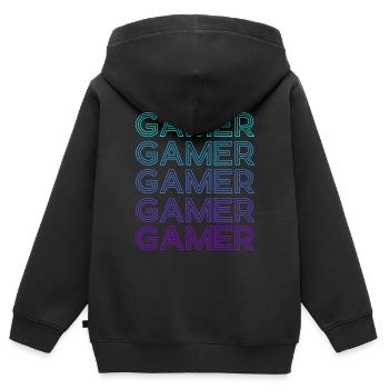 Jouer - Sweat Premium à capuche zippé enfant bio - noir - Dos - AI Model Kid Male (0cm)