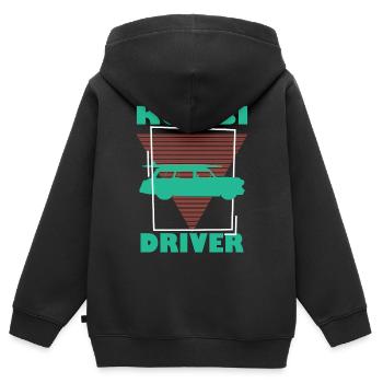 VOITURES, BREAK, VOITURE - Sweat Premium à capuche zippé enfant bio - noir - Dos - AI Model Kid Male (0cm)