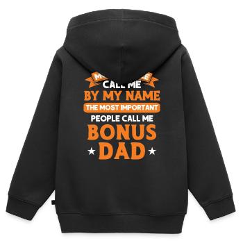 Bonus Papa Bonus Père Beau-père Bonus Papa - Sweat Premium à capuche zippé enfant bio - noir - Dos - AI Model Kid Male (0cm)