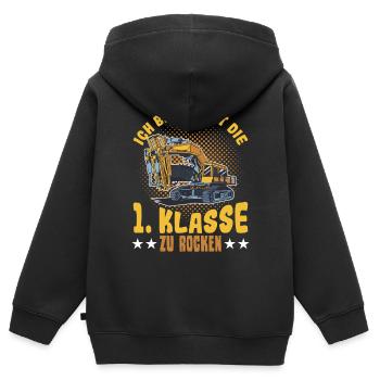 Bagger Schulbeginn Schulanfänger Schulkind - Kinder Premium Organic Zip Hoodie - Schwarz - Hinten - AI Model Kid Male (0cm)