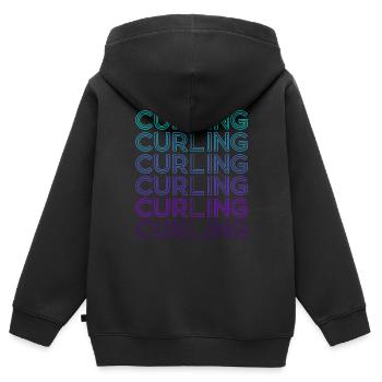 Joueur de curling stone rétro - Sweat Premium à capuche zippé enfant bio - noir - Dos - AI Model Kid Male (0cm)