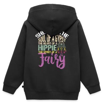 Mouvement Hippie Paix Fleur Pouvoir Paix - Sweat Premium à capuche zippé enfant bio - noir - Dos - AI Model Kid Male (0cm)
