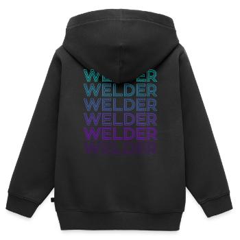 Schweißer Schweißen Schweißen Retro - Kinder Premium Organic Zip Hoodie - Schwarz - Hinten - AI Model Kid Male (0cm)