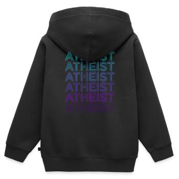 Rétro athée - Sweat Premium à capuche zippé enfant bio - noir - Dos - AI Model Kid Male (0cm)