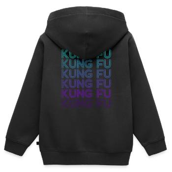 Kung Fu Retro - Kinder Premium Organic Zip Hoodie - Schwarz - Hinten - AI Model Kid Male (0cm)