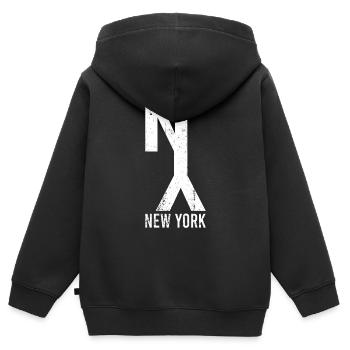 New York - Sweat Premium à capuche zippé enfant bio - noir - Dos - AI Model Kid Male (0cm)