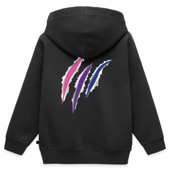 Bisexuel Bi Pride Flag Scratch - Sweat Premium à capuche zippé enfant bio - noir - Dos - AI Model Kid Male (0cm)