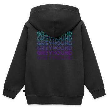Greyhound Rétro - Sweat Premium à capuche zippé enfant bio - noir - Dos - AI Model Kid Male (0cm)