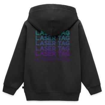 Laser Tag Retro - Kinder Premium Organic Zip Hoodie - Schwarz - Hinten - AI Model Kid Male (0cm)