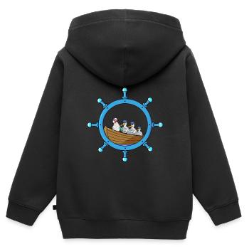 Maritim Steuerrad Oma Huhn Seenot Ruderboot - Kinder Premium Organic Zip Hoodie - Schwarz - Hinten - AI Model Kid Male (0cm)