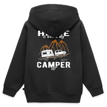 Wohnwagen Camper Camping - Kinder Premium Organic Zip Hoodie - Schwarz - Hinten - AI Model Kid Male (0cm)