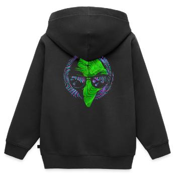 Étranger - Sweat Premium à capuche zippé enfant bio - noir - Dos - AI Model Kid Male (0cm)