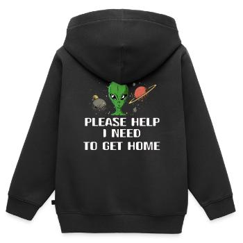 Alien Geschenk Außerirdische Ufo Area 51 Sci-fi - Kinder Premium Organic Zip Hoodie - Schwarz - Hinten - AI Model Kid Male (0cm)