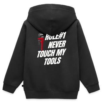 Apprenti en plomberie Plomberie Tuyauterie - Sweat Premium à capuche zippé enfant bio - noir - Dos - AI Model Kid Male (0cm)