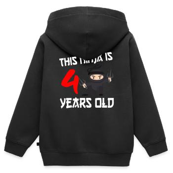 Ninja Ninjutsu Judo Katana Enfants Shuriken Guerrier - Sweat Premium à capuche zippé enfant bio - noir - Dos - AI Model Kid Male (0cm)