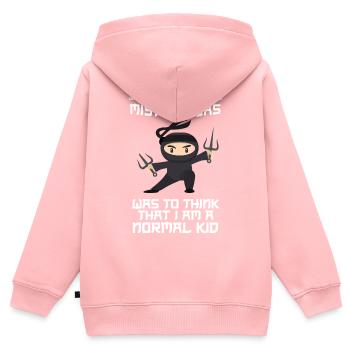 Ninja - Sweat Premium à capuche zippé enfant bio - rose - Dos - AI Model Kid Female (0cm)