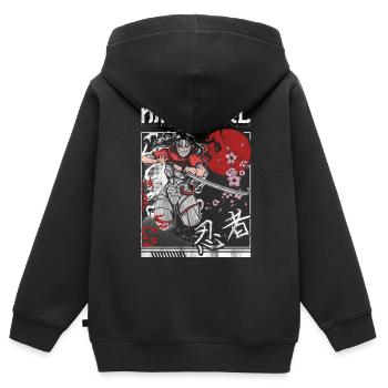 Ninja - Kinder Premium Organic Zip Hoodie - Schwarz - Hinten - AI Model Kid Male (0cm)