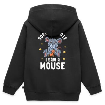 Souris Souris Cadeau Rat Rongeur Souris Souris Lousemaus - Sweat Premium à capuche zippé enfant bio - noir - Dos - AI Model Kid Male (0cm)