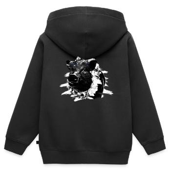 Schwein Tshirt Kinder Frauen Ferkel Pig Ferkelchen - Kinder Premium Organic Zip Hoodie - Schwarz - Hinten - AI Model Kid Male (0cm)