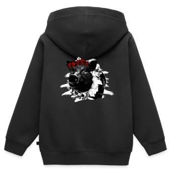 Cochon Tshirt Cadeau Enfants Femmes - Sweat Premium à capuche zippé enfant bio - noir - Dos - AI Model Kid Male (0cm)