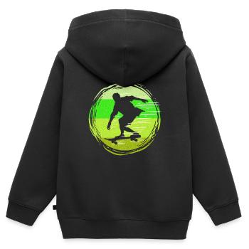 Skater Skateboard Cadeau Halfpipe Sk8 Ollie - Sweat Premium à capuche zippé enfant bio - noir - Dos - AI Model Kid Male (0cm)