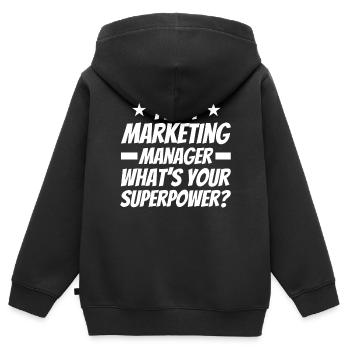 Superkraft Marketing Manager Digital Marketing - Kids Premium Organic Zip-up Hoodie - black - Back - AI Model Kid Male (0cm)