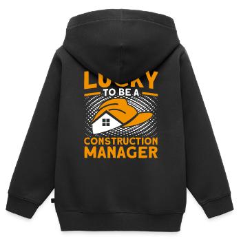Happy Foreman Directeur de la construction Projet de construction - Sweat Premium à capuche zippé enfant bio - noir - Dos - AI Model Kid Male (0cm)