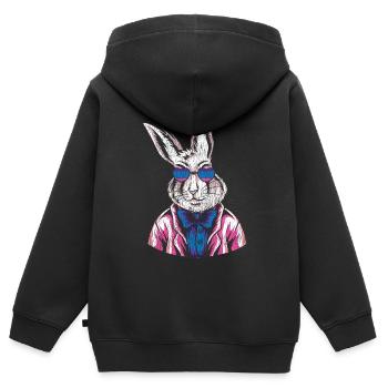 Bisexuel Bi Pride Flag Rabbit - Sweat Premium à capuche zippé enfant bio - noir - Dos - AI Model Kid Male (0cm)