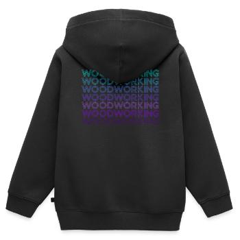 Holzbearbeitung Schreiner Zimmerei Retro - Kinder Premium Organic Zip Hoodie - Schwarz - Hinten - AI Model Kid Male (0cm)