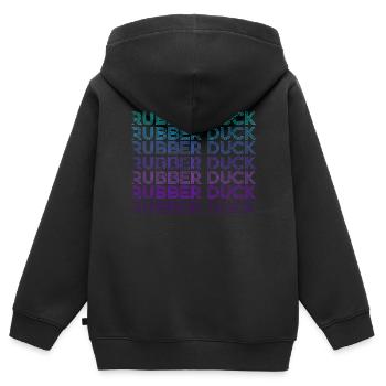 Gummi-Ente Retro - Kinder Premium Organic Zip Hoodie - Schwarz - Hinten - AI Model Kid Male (0cm)